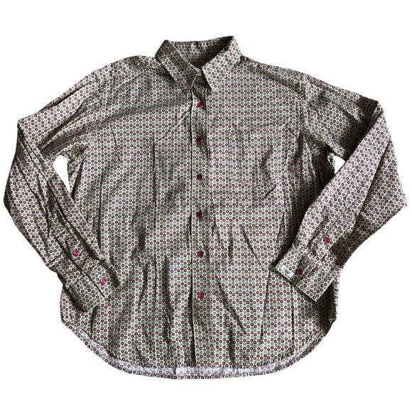 Women’s Cruel Girl Green Pink Flower Pearl Snap Button Up Shirts Size Large - Picture 1 of 4